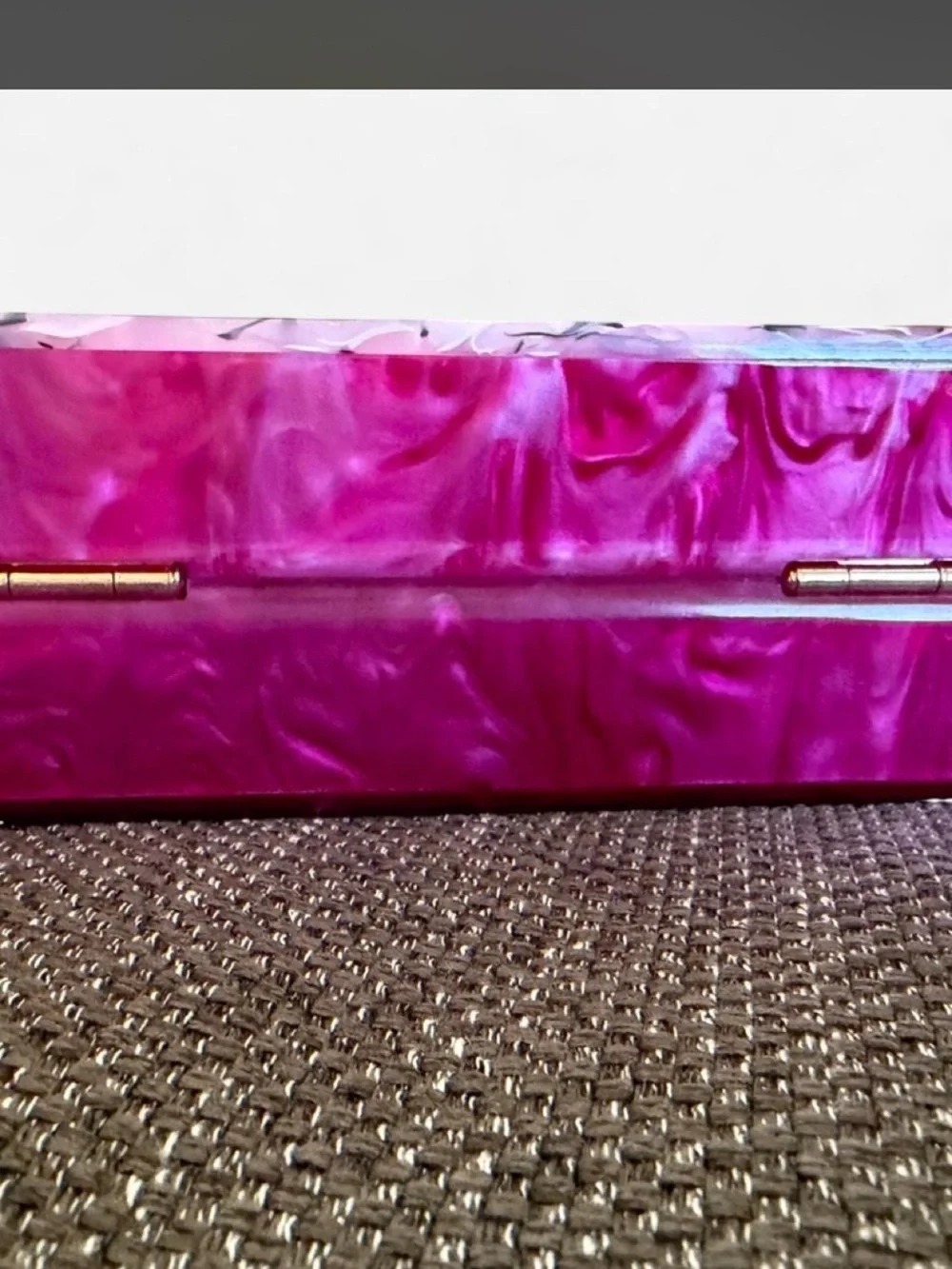 Olga Berg Multicolor Resin Wave-Panel Clutch in Pink, Purple & Cream
